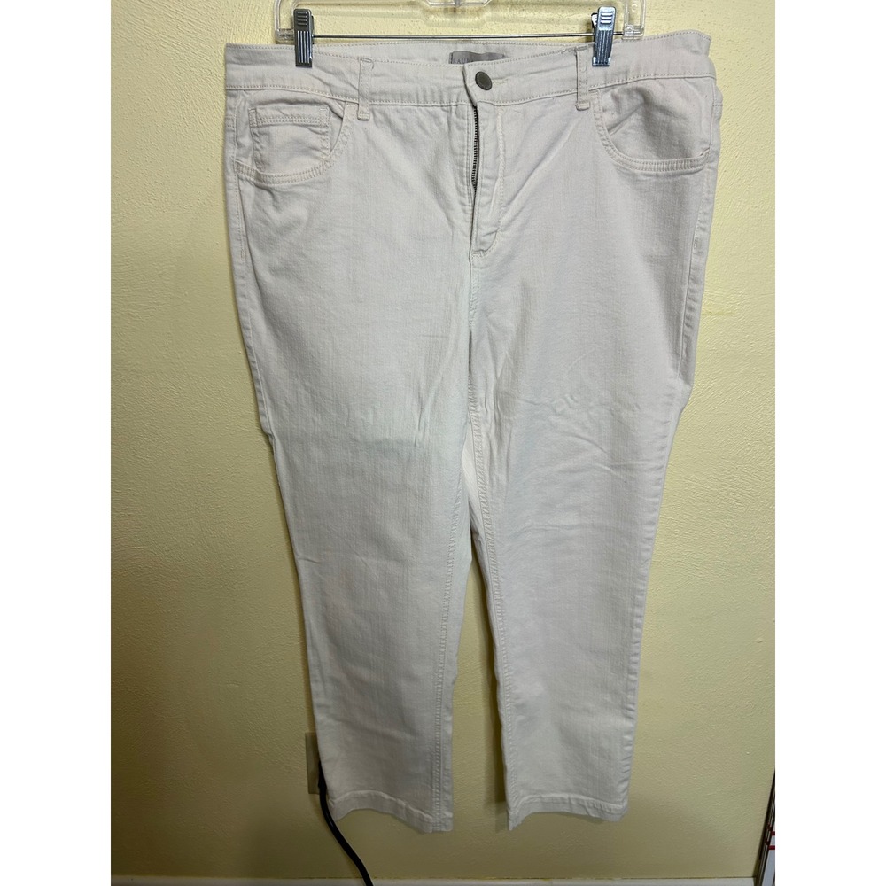 Laura Ashley‎ Womens 20W White Cropped Jeans Embroidered Back Pockets Stretch